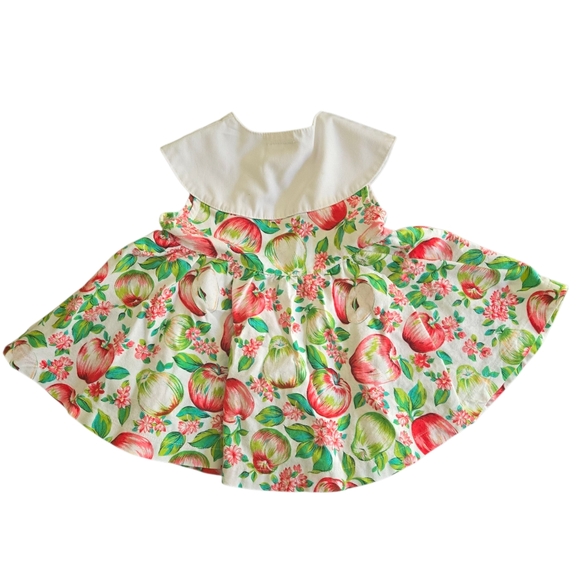 Vintage Polly Flinders Apple Print Sleeveless Button Dress 18 Month - Picture 2 of 6